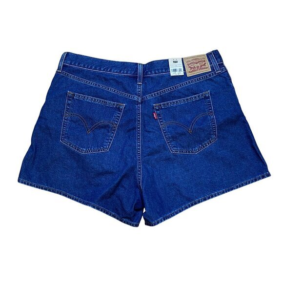 Levis High-Waisted Mom Shorts Size 34 Dark Blue Denim‎ NWT - Picture 2 of 7